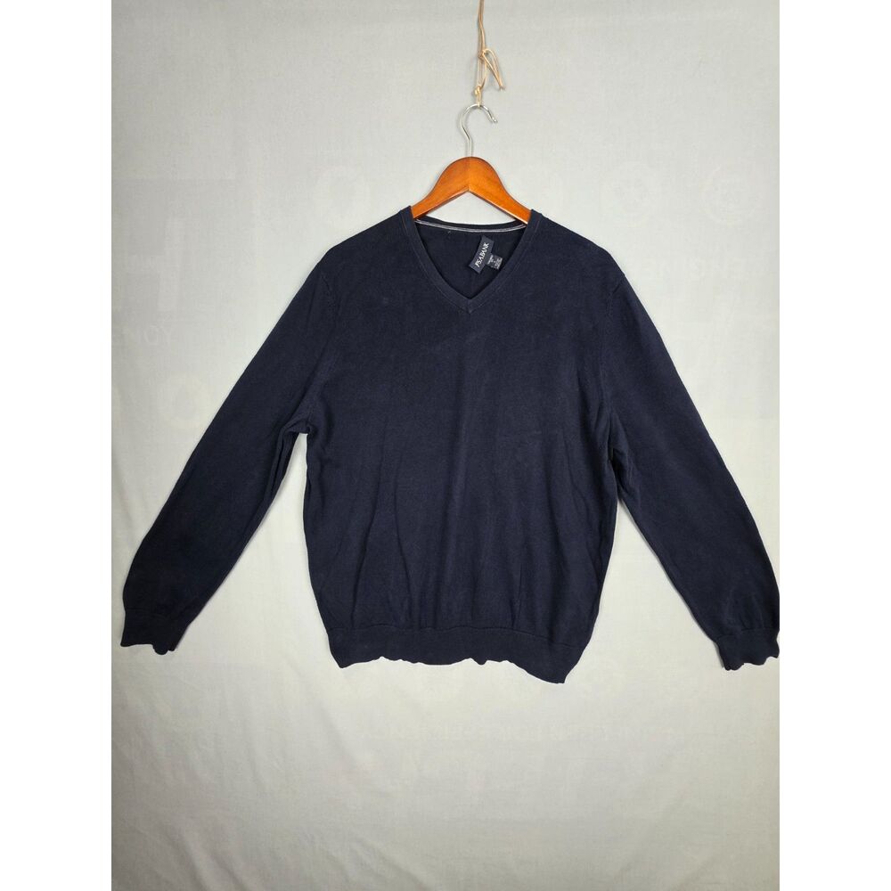 Jos. A. Banks 100% Pima Cotton Navy Sweater Large V-neck pullover Office Preppy